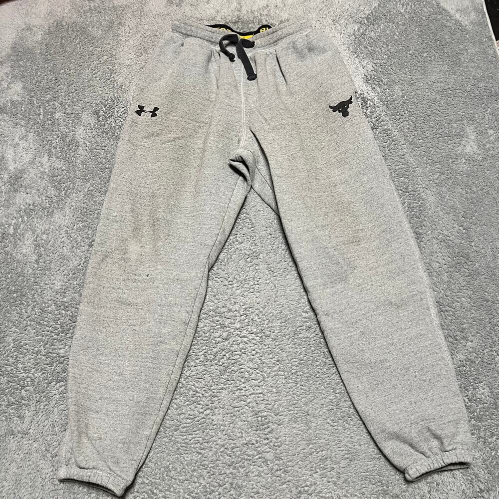 Under Armour Pants Mens Medium Project Rock Warm Up Fleece Gray **staining
